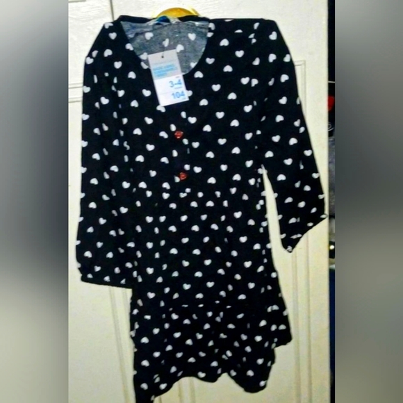 Primark-NWT- BLACK GIRLS DRESS WHITE HEARTS & 2PK NWT-TIGHTS - Picture 8 of 8